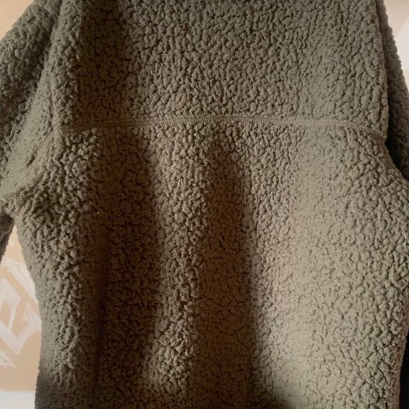 ABERCROMBIE & FITCH Women’s SZ XL Soft A&F Olive Green Zip-Up Fleece Sherpa Jack - Picture 5 of 5